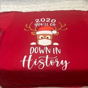 Festive Red Holiday Shirt with Reindeer Design